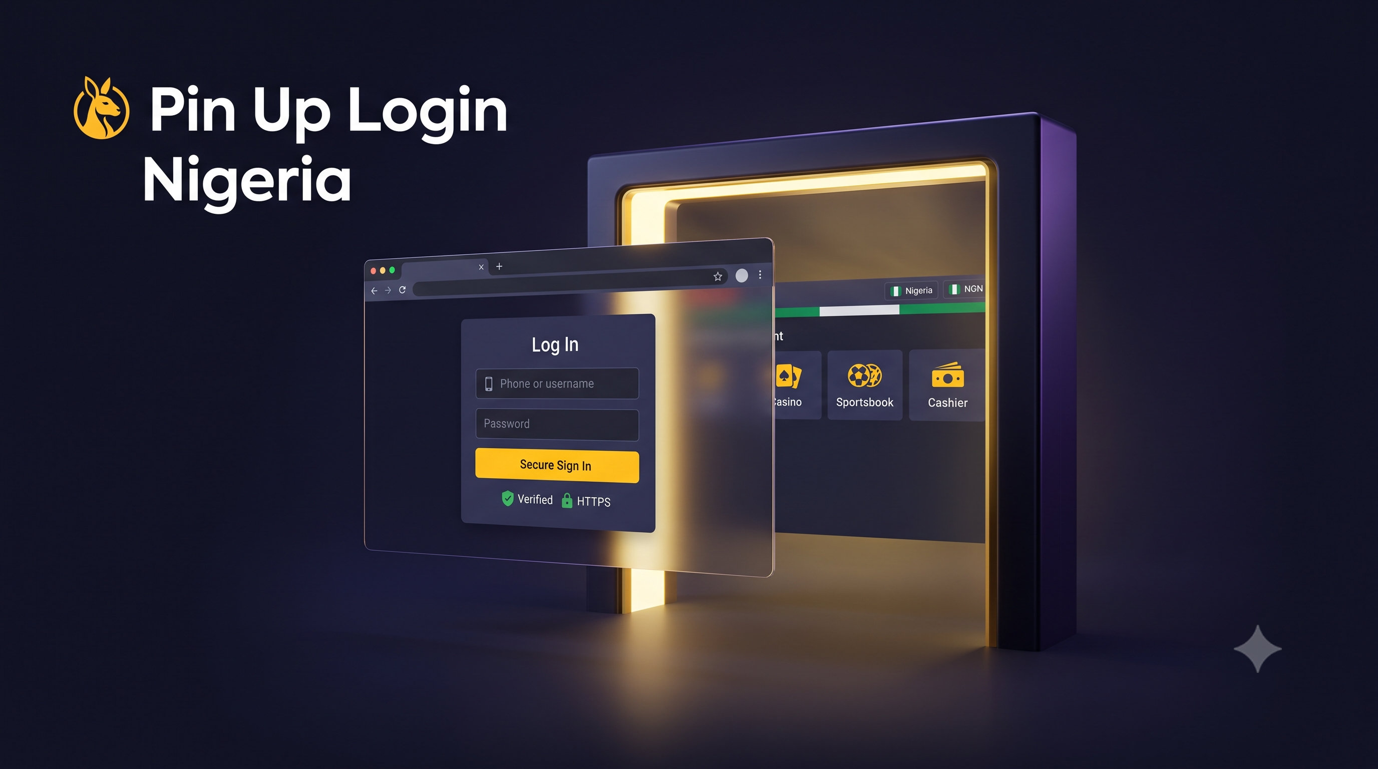Pin Up Nigeria login page on a desktop browser